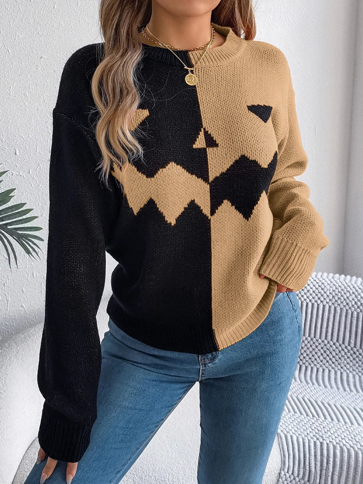 Victoria | Kürbis-Pullover mit Colorblock-Design