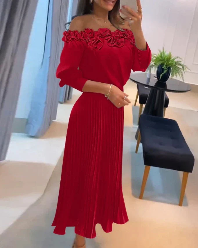 Cyrene | Atemhaftes Off-Shoulder Maxikleid