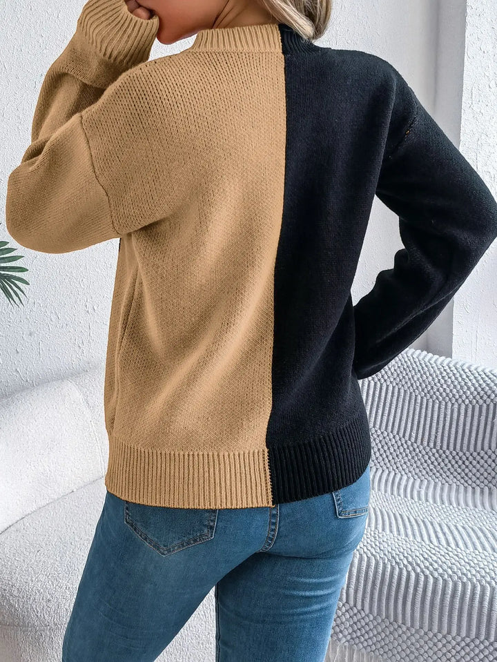 Victoria | Kürbis-Pullover mit Colorblock-Design