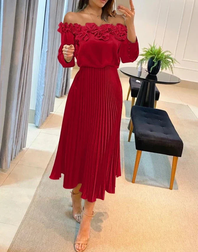 Cyrene | Atemhaftes Off-Shoulder Maxikleid