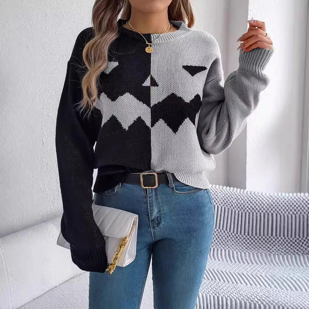 Victoria | Kürbis-Pullover mit Colorblock-Design