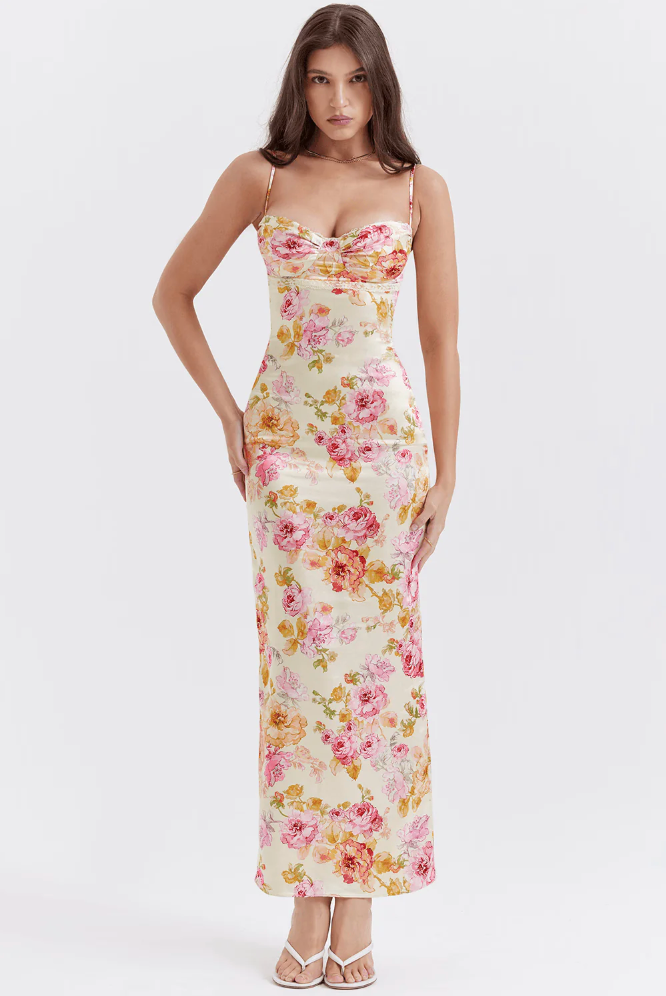 Karina | Charmantes Blumenkleid mit Spaghettiträgern