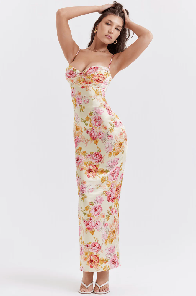 Karina | Charmantes Blumenkleid mit Spaghettiträgern