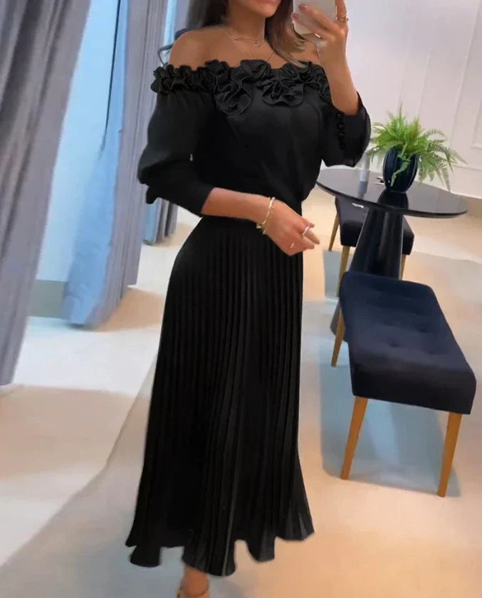 Cyrene | Atemhaftes Off-Shoulder Maxikleid