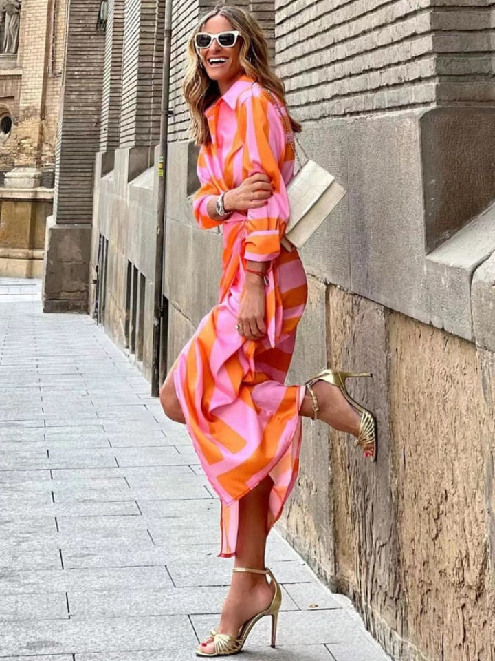 Krisa | Gestreiftes Midi-Hemdkleid