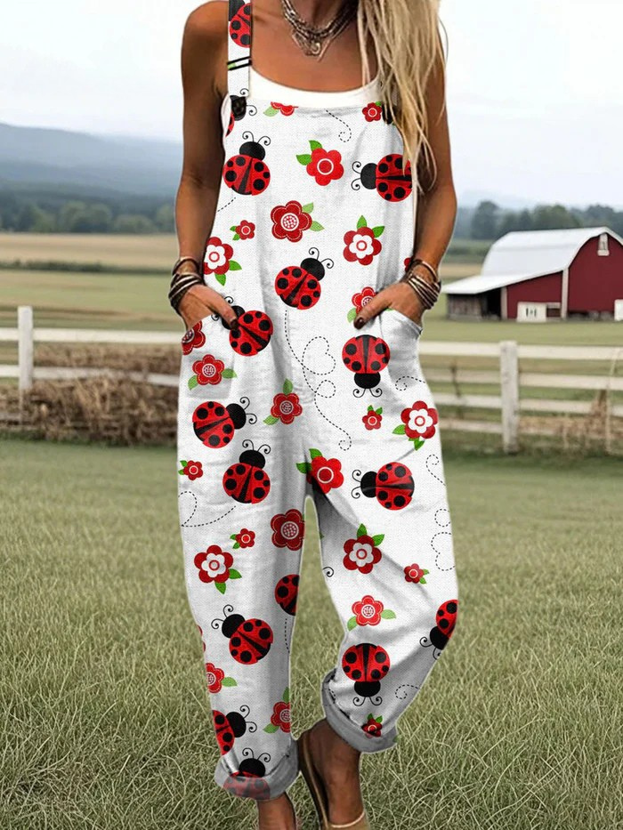 Dawn | Damen Vintage Blumen Jumpsuit - Bequemes Weitbein-Design
