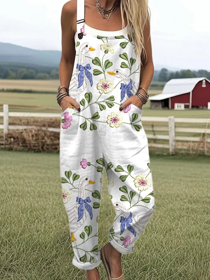 Delvina | Vintage Floral Weitbeiniger Jumpsuit - Sanfter Komfort & Müheloser Stil