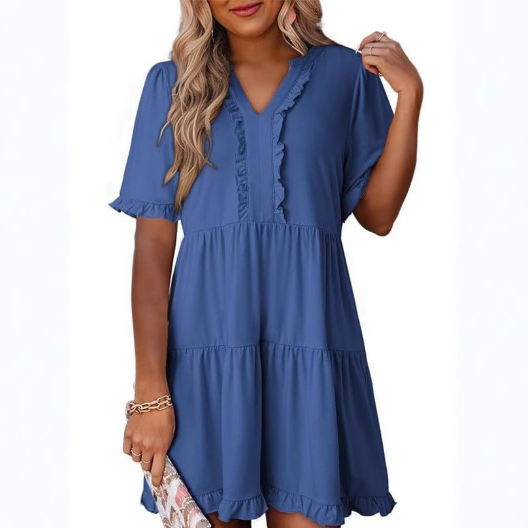 Sera | Lässiges V-Ausschnitt Mini-Kleid