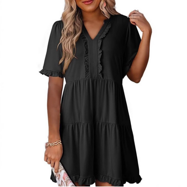 Sera | Lässiges V-Ausschnitt Mini-Kleid