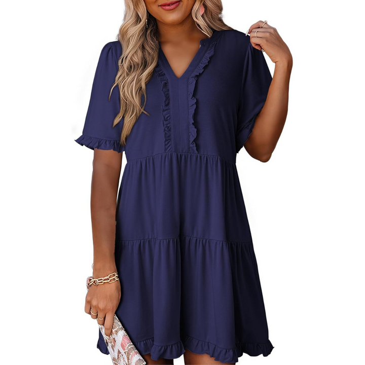Sera | Lässiges V-Ausschnitt Mini-Kleid