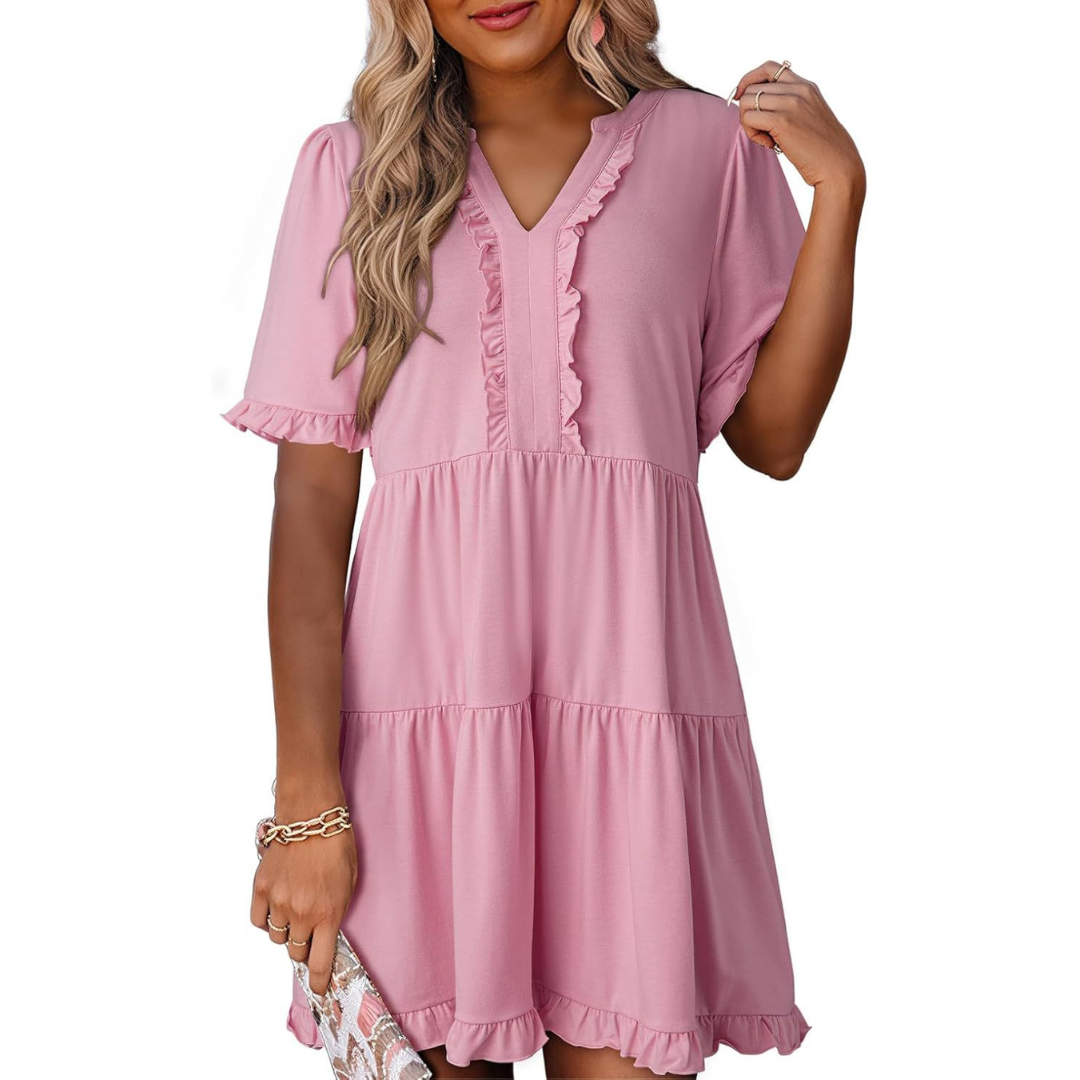 Sera | Lässiges V-Ausschnitt Mini-Kleid