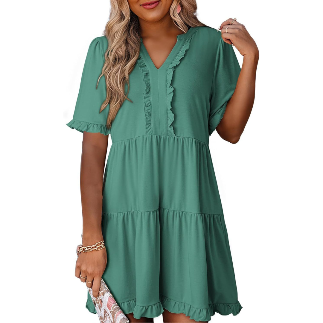 Sera | Lässiges V-Ausschnitt Mini-Kleid