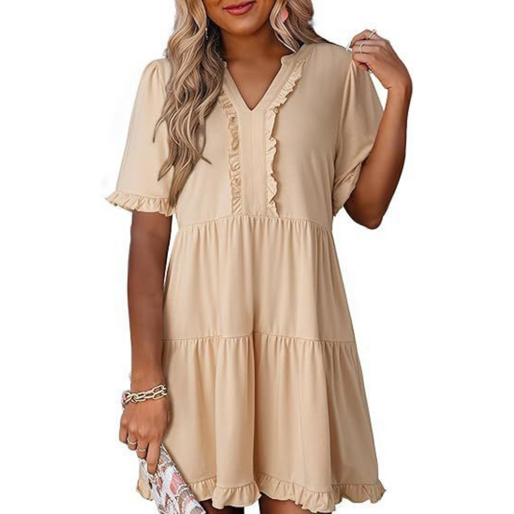 Sera | Lässiges V-Ausschnitt Mini-Kleid