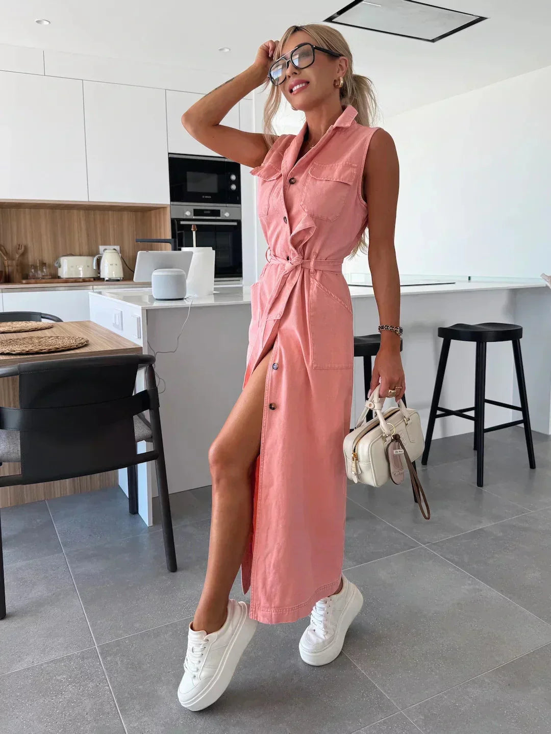Josie | hoch Schlitz Maxikleid