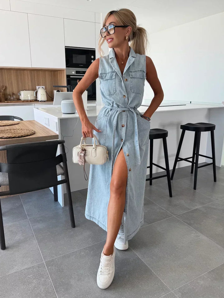 Josie | hoch Schlitz Maxikleid