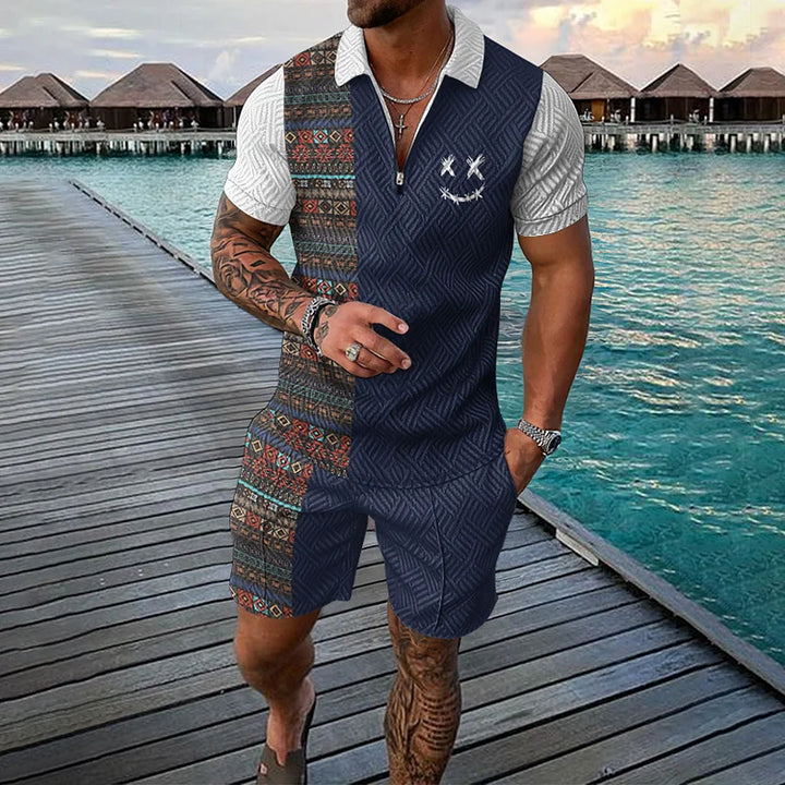 Derren | Zeitreisender Polohemd & Shorts Set