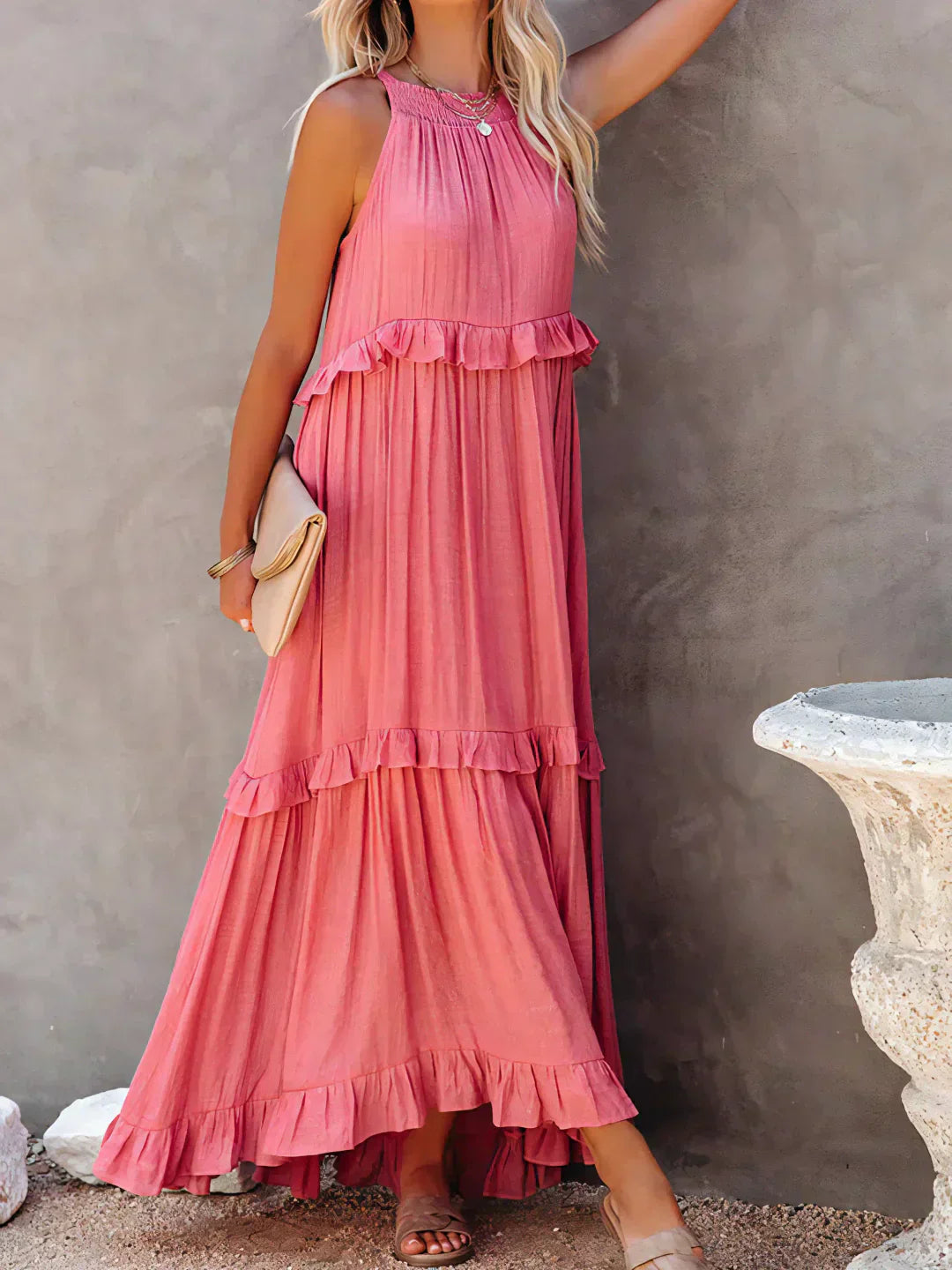 Valery | Halter Ruffle Maxi Kleid