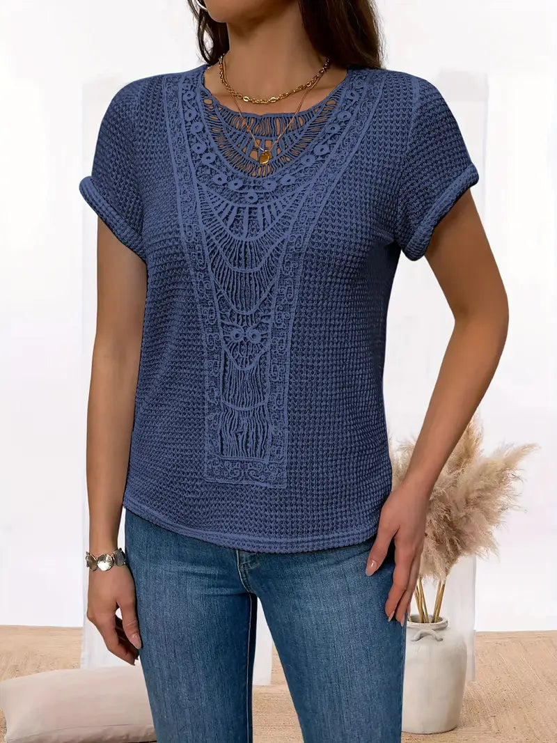 Hallie | Schickes Shirt mit Rundhalsausschnitt aus Spitze