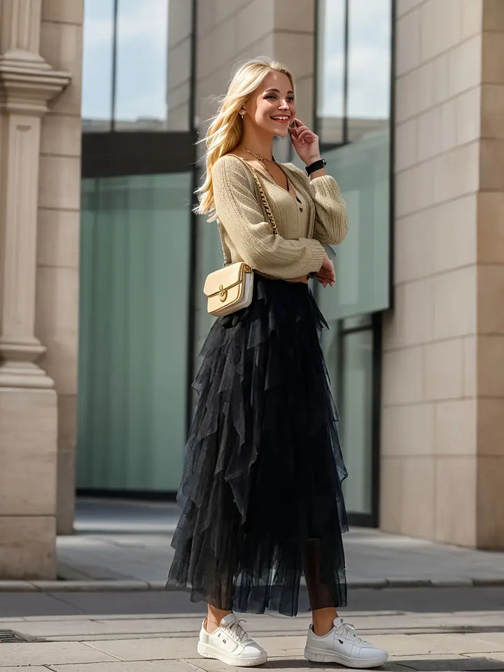 Cecilia | Stilvoller Mesh-Layered Tutu-Rock