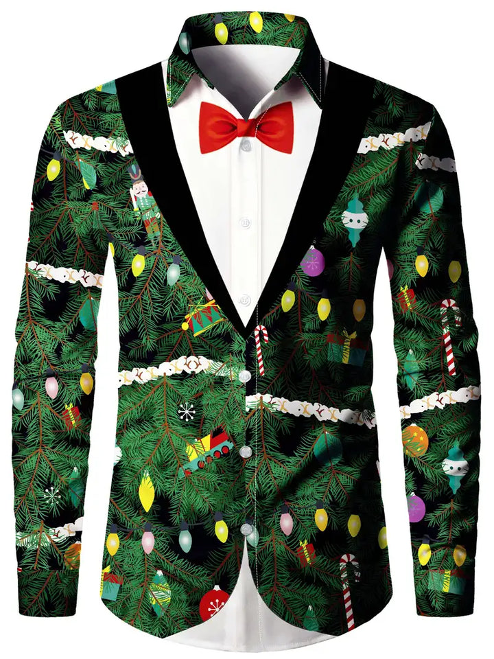 Lennard | Weihnachten – Langarm-Polohemd mit Baummotiv