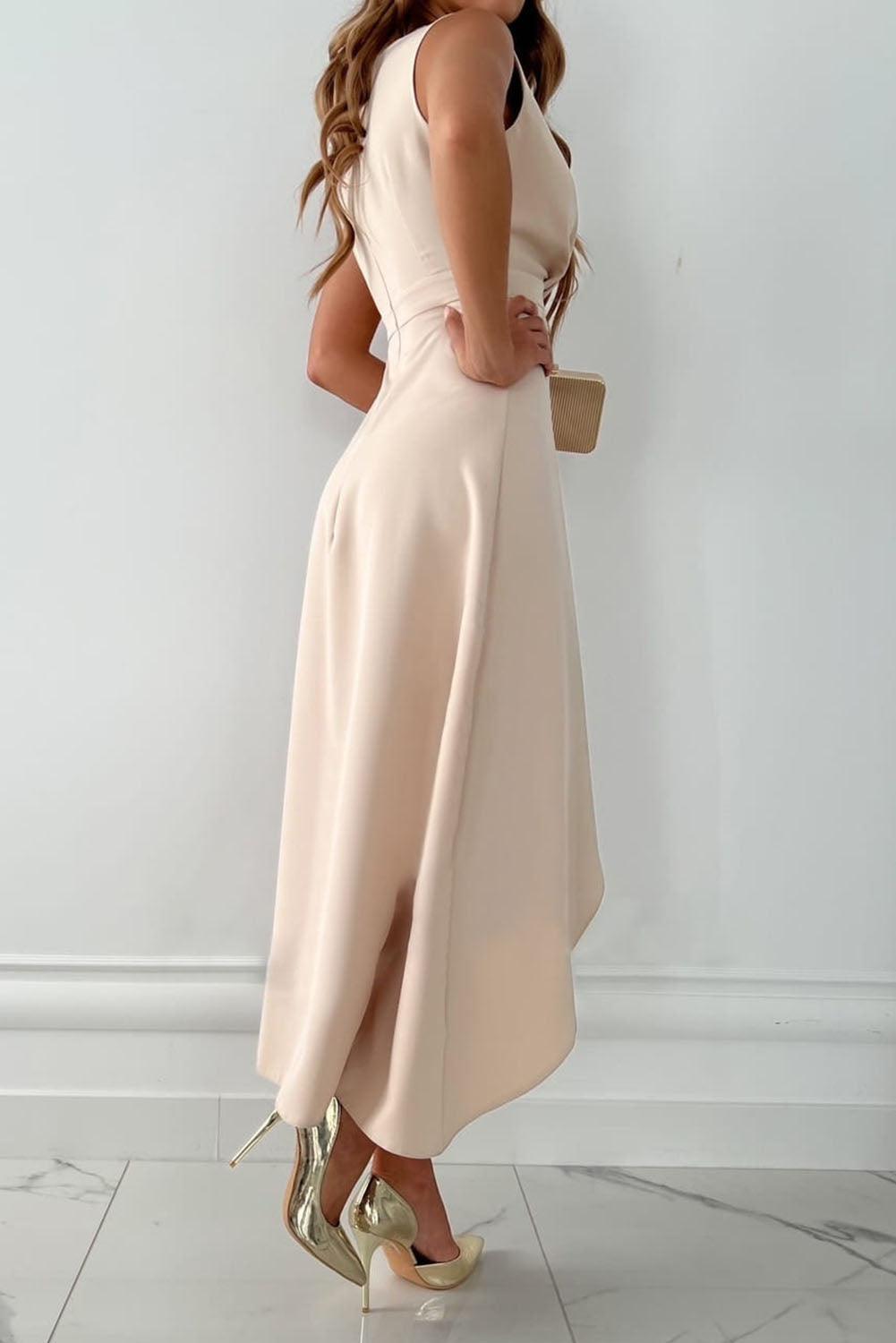 Avelyn | Schickes Wickel-V-Ausschnitt Midi-Kleid
