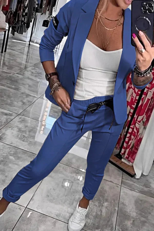 Lena | Moderner Lässiger Chic Blazer-und-Hosen-Set
