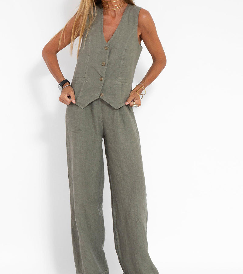 Elle | Weste und weite Hose Set