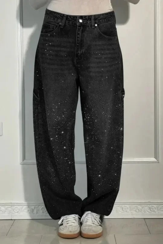 Violet | Hochtaillierte Hose mit weiten Beinen und Knopftaschen