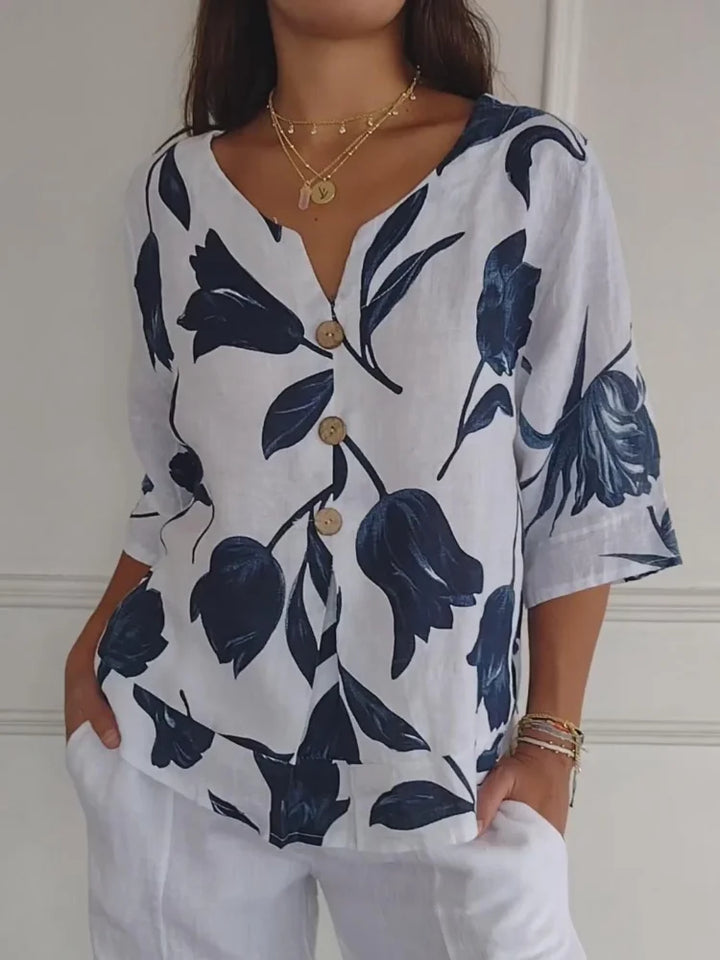 Shine | Florale Knopfleistenbluse