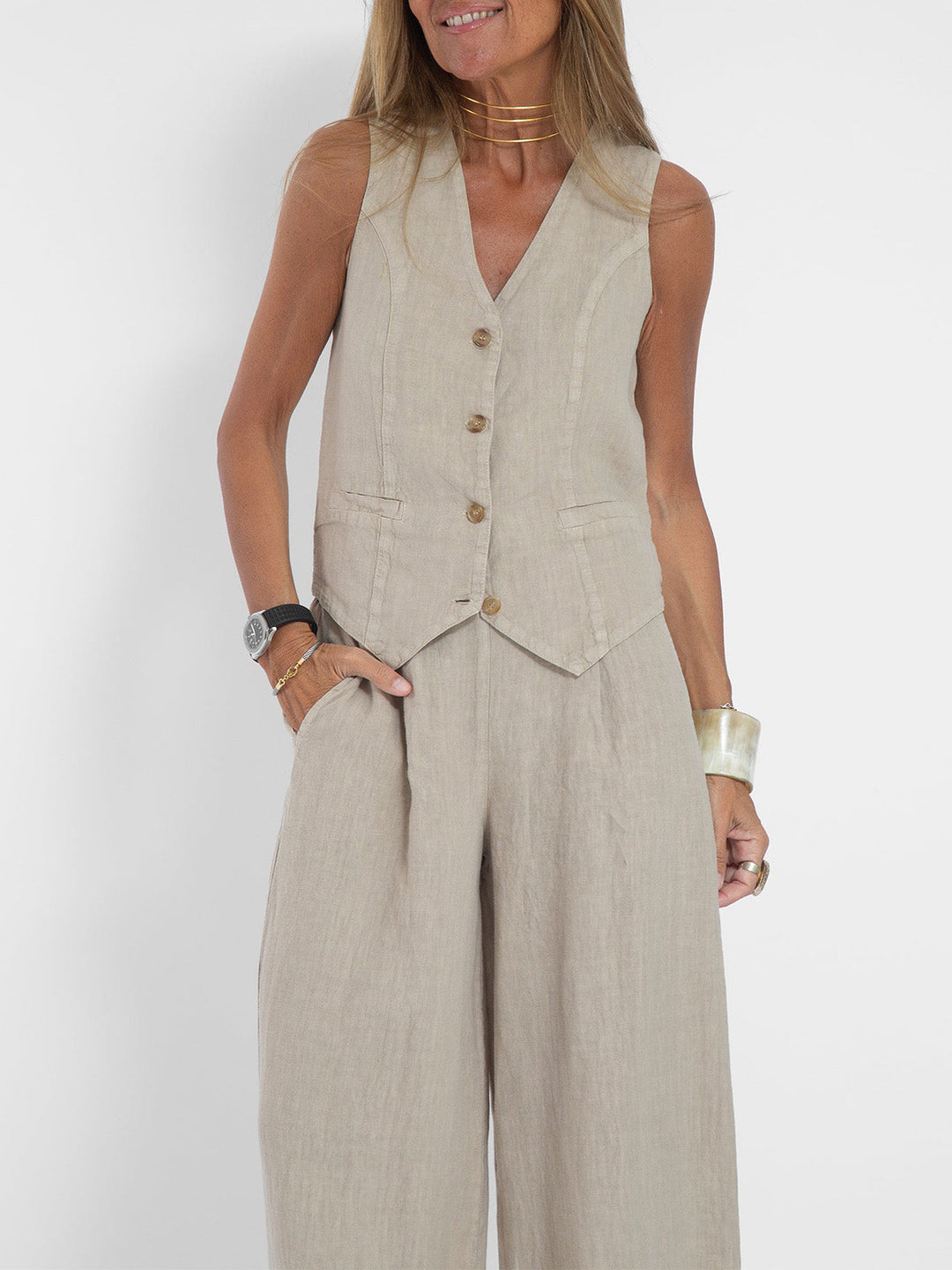 Elle | Weste und weite Hose Set