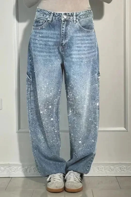 Violet | Hochtaillierte Hose mit weiten Beinen und Knopftaschen