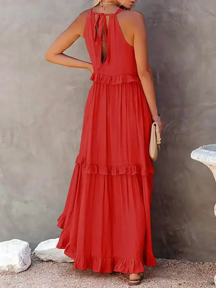 Valery | Halter Ruffle Maxi Kleid