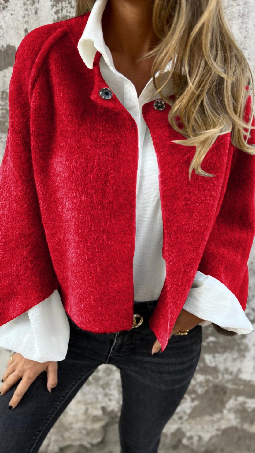 BEA™ | Damen Wollmantel mit Rundhalsausschnitt und langen Ärmeln