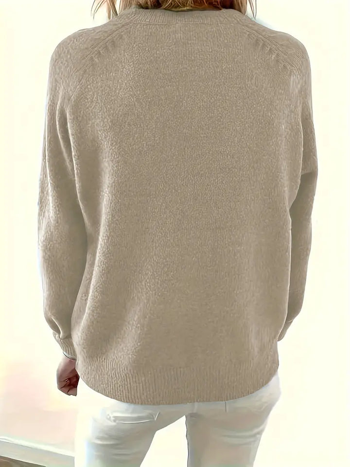 Caroline - Solider Pullover Mit Halber Knopfleiste