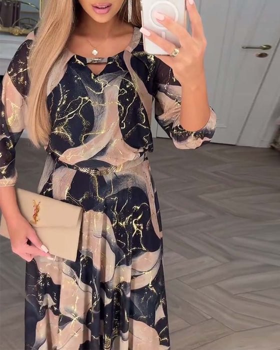 Erika | Elegantes Kleid mit Print und Dreiviertelärmeln