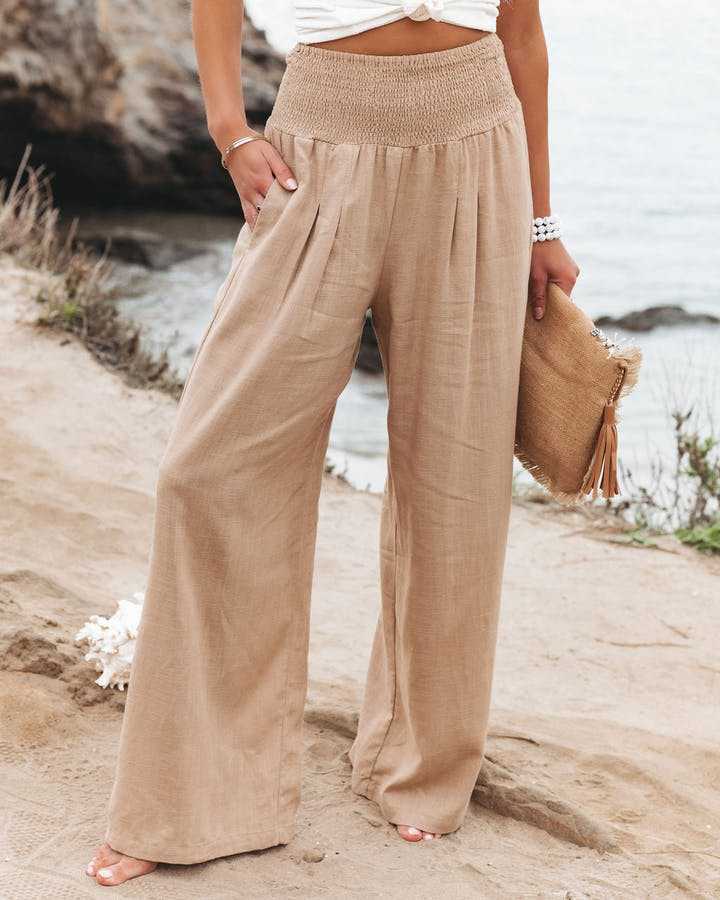 Lilia | Fließende Strandhose mit Weiten Beinen