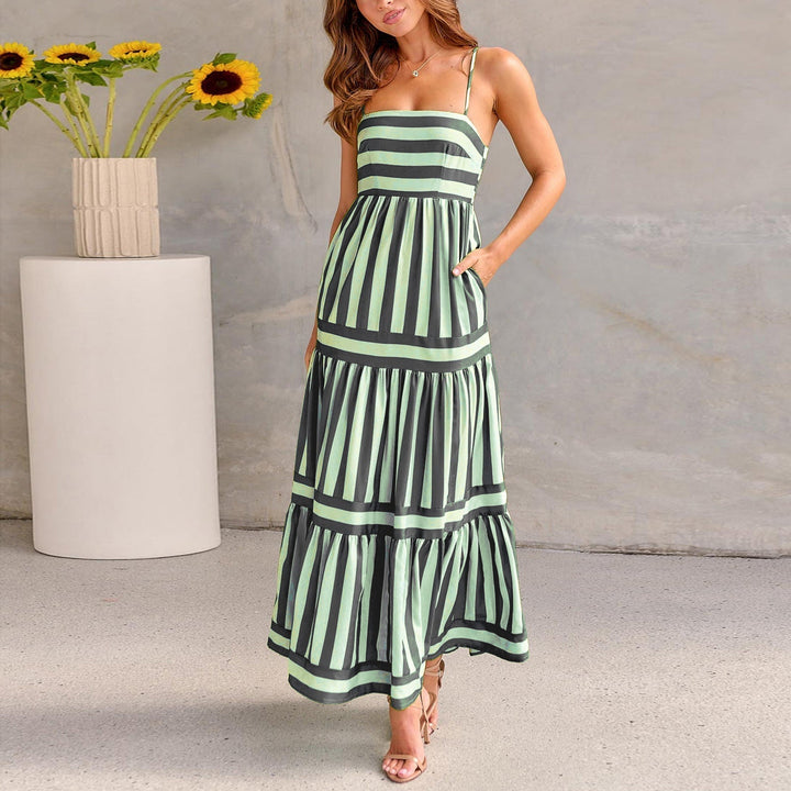 Marites | Gestreiftes Maxikleid mit Trägern