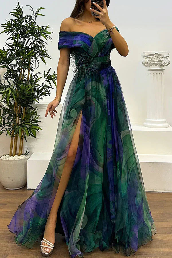 Jazel | Elegantes Off-Shoulder Maxikleid
