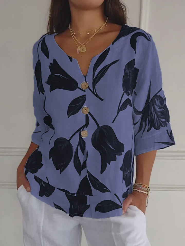 Shine | Florale Knopfleistenbluse