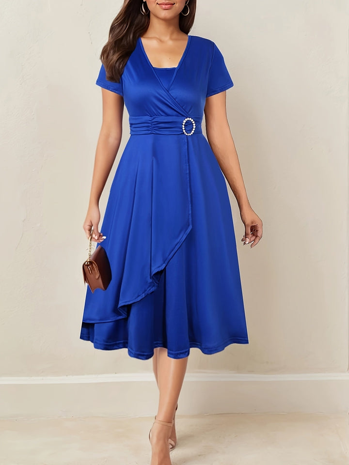 Jaxine | Elegantes Abendkleid mit Strass-V-Ausschnitt