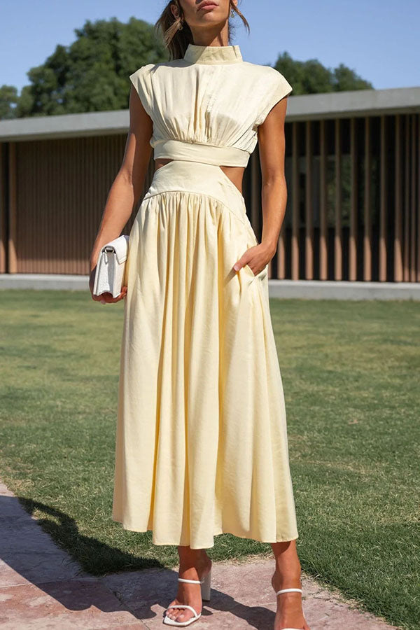 Zalma | Midi-Kleid mit Cut-Out und Taschen
