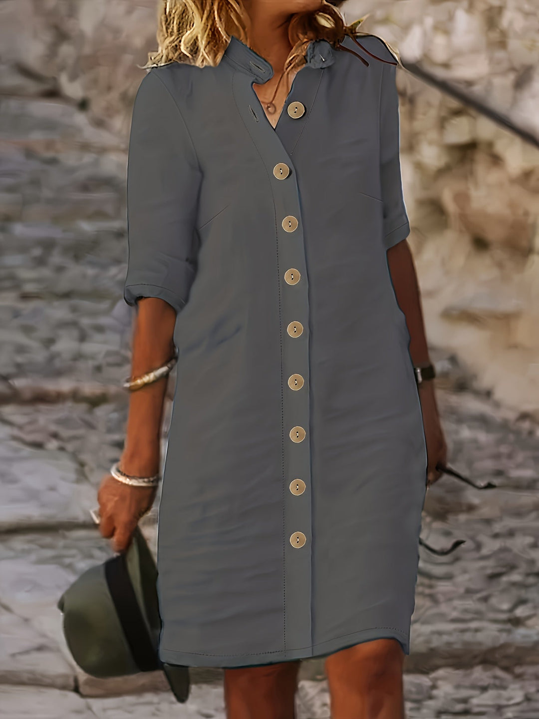 Hannah™ - Lässiges Kleid mit Knopfleiste