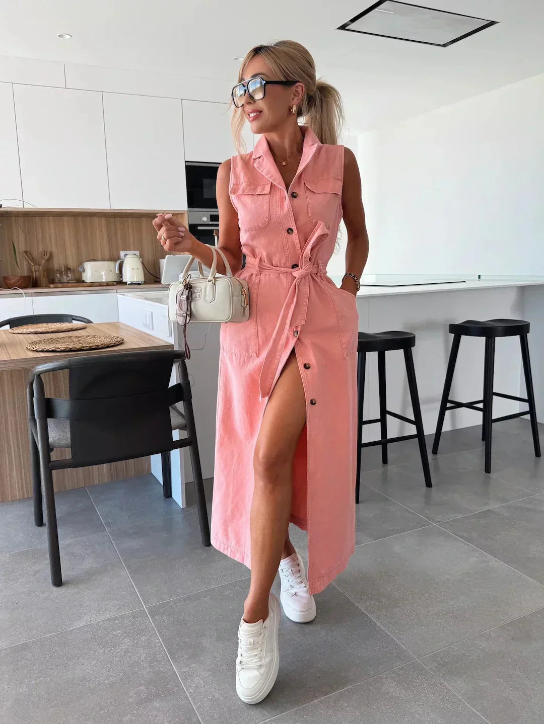 Josie | hoch Schlitz Maxikleid