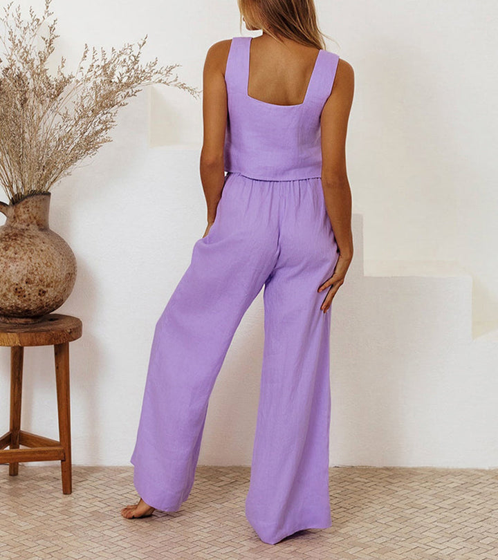 Penny | Set aus minimalistischem Oberteil und weit geschnittener Hose