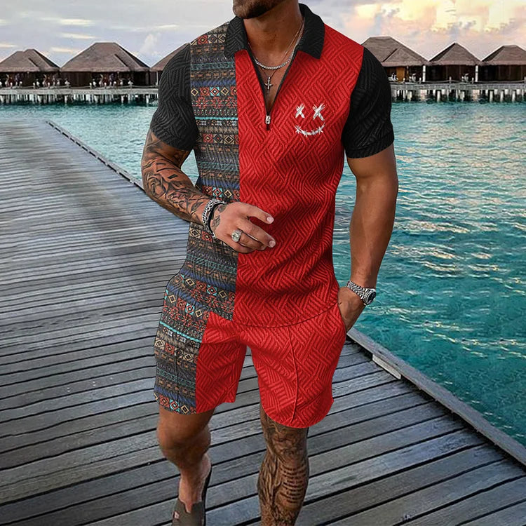 Derren | Zeitreisender Polohemd & Shorts Set