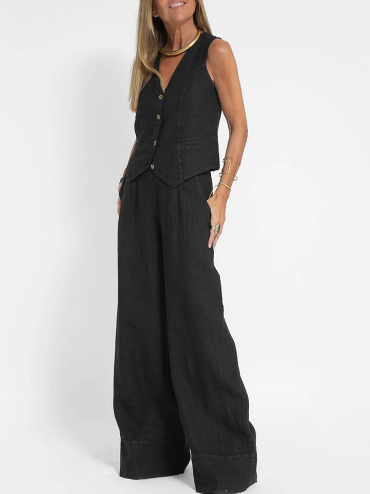 Elle | Weste und weite Hose Set