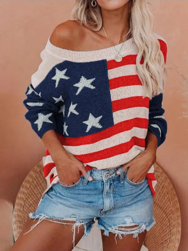 Aoey | Schickes Sweatshirt mit amerikanischer Flagge