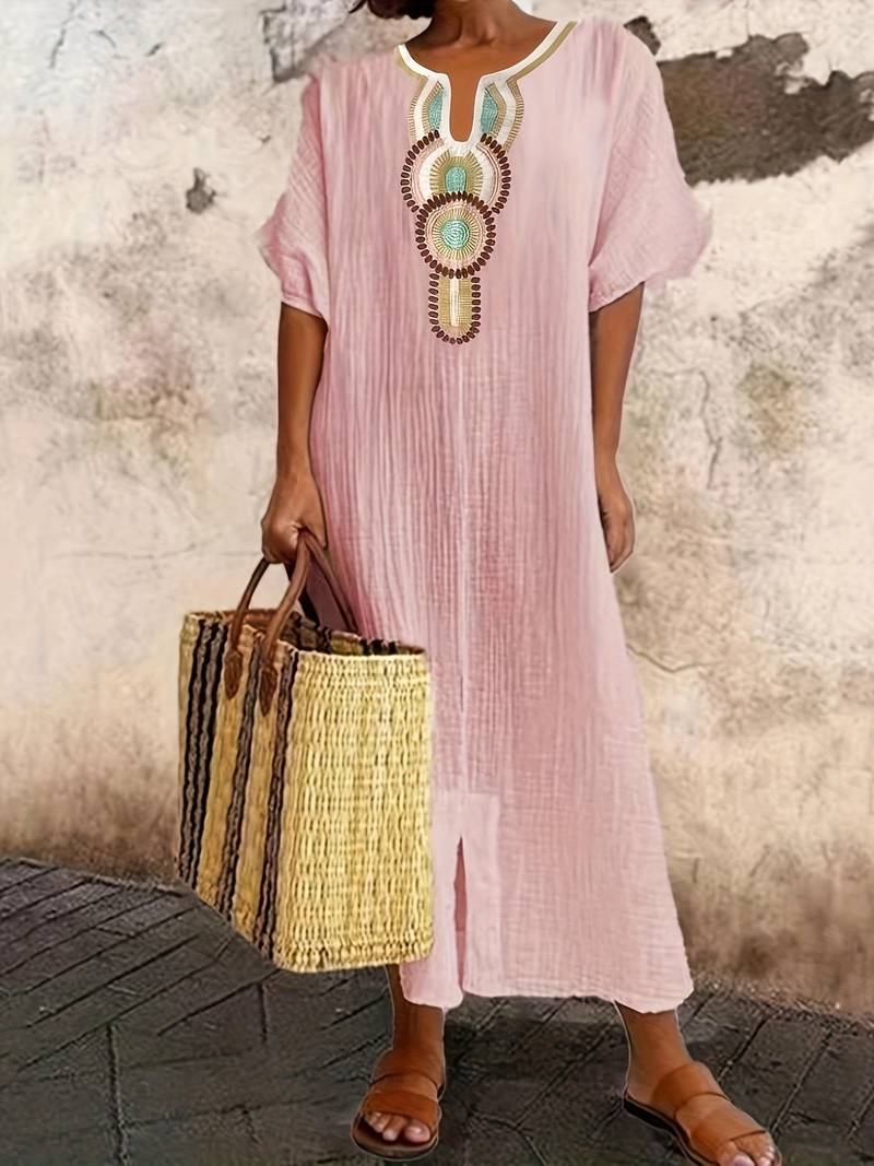 Addilyn | Boho-Maxikleid mit Schlitz und Ausschnitt