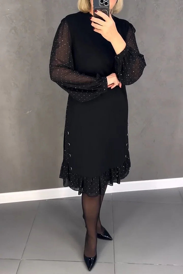 Nikka | Damen Kleid mit Rundhalsausschnitt und fester Farbe