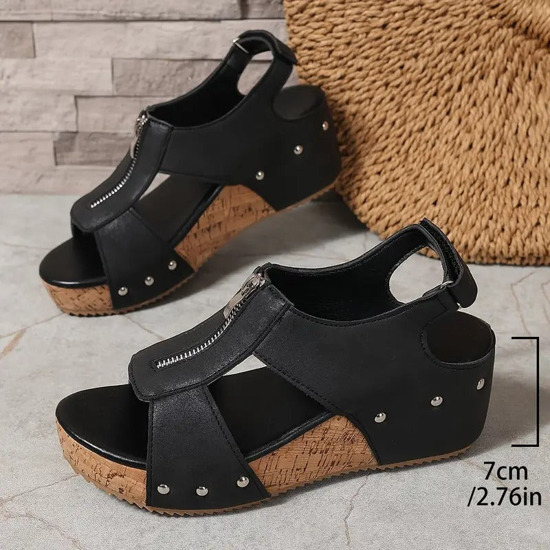 Davie | Stylische Retro Keilsandalen